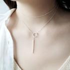 925 Sterling Silver Hoop & Bar Y Necklace Silver - One Size