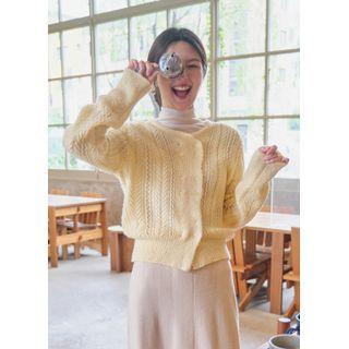 Double-button Perforated Cardigan