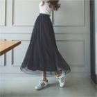 Band-waist Long Tulle Skirt