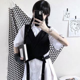Short-sleeve Shirt Dress / Vest