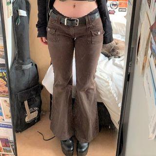 Low-waist Pocket-detail Boot-cut Pants