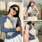 Long-sleeve Cat Print T-shirt / Tank Top