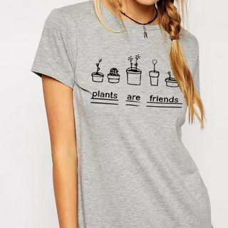 Plants Print Short Sleeve T-shirt