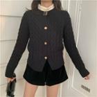 Buttoned Knit Cardigan Black - One Size