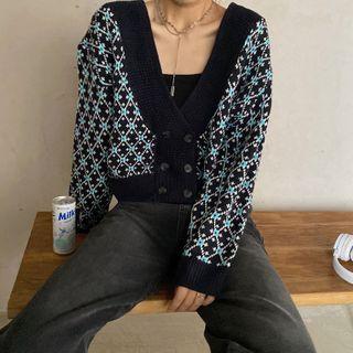 Pattern Buttoned Cardigan Multicolor - One Size