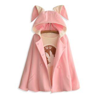 Rabbit Ear Double-breasted Hooded Jacket