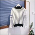 Striped Panel Long-sleeve Knit Top