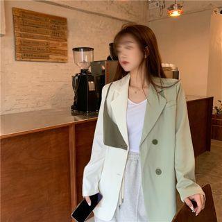 Mock Two-piece Color Block Panel Blazer