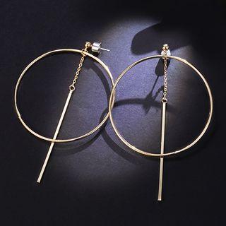 Hoop Drop Earring 1 Pair - Rose Gold - One Size