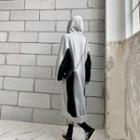 Lettering Long-sleeve Loose-fit Hooded Dress As Figure - One Size