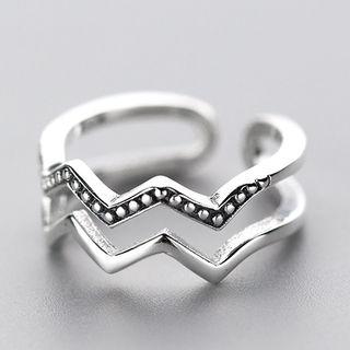 925 Sterling Silver Layered Chevron Ring