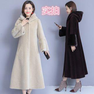 Hooded Snap-button A-line Coat