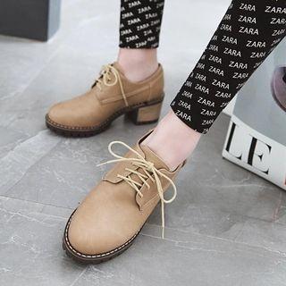 Faux Leather Lace-up Derby Shoes