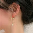 Flower Rhinestone Chained Dangle Earring 1 Pair - Gold - One Size