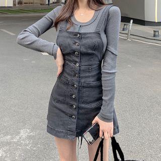 Denim Jumper Dress / Long-sleeve T-shirt