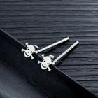 Stainless Steel Skull Bar Dangle Earring 551 - One Size