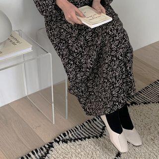 Banded-cuff Long Floral Dress