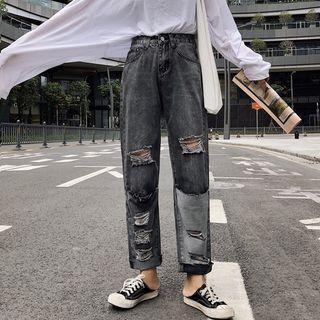 Ripped Panel Jeans