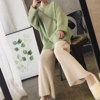 Plain Sweater / Wide Leg Pants / Set