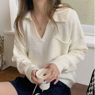 Collared Open Placket Sweater