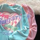 Heart-print Letter-patched Sweatshirt