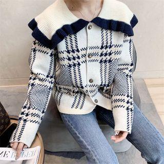 Collar Plaid Cardigan