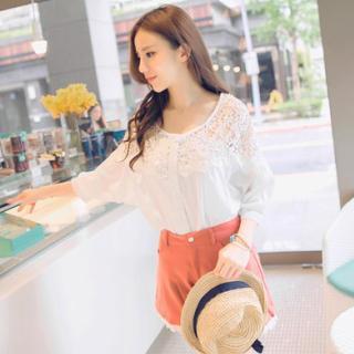 3/4-sleeve Crochet Panel Top