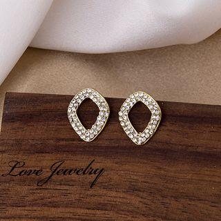 Rhinestone Irregular Hoop Earring E3193 - As Shown In Figure - One Size