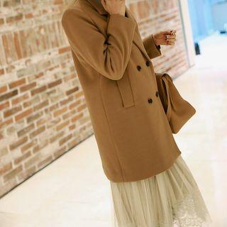 Padded Shoulder Double-breasted Coat