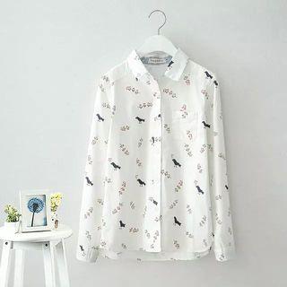 Long-sleeve Bird Print Shirt