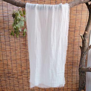 Plain Linen Cotton Scarf White - One Size