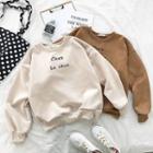 Lettering Embroidered Crewneck Suede Long-sleeve Pullover