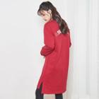 Lettering-back Pullover Dress With Sash