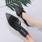 Polka Dots Mesh Panel Low-heel Mules