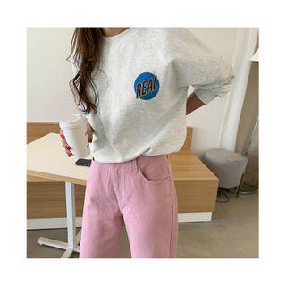 Real Letter M Lange Sweatshirt Melange White - One Size