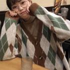 V-neck Argyle Pattern Cardigan