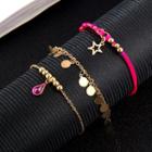 Set: Rhinestone Droplet / Alloy Disc / Star Anklet (assorted Designs) B27309 - One Size