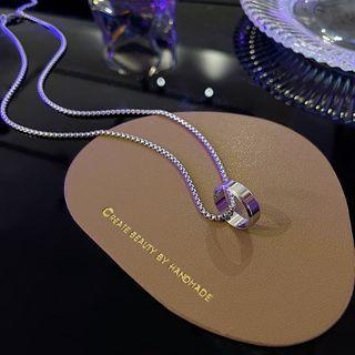 Ring Pendant Stainless Steel Necklace X369 - Silver - One Size