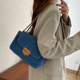 Canvas Chain Strap Crossbody Bag Denim Blue - One Size
