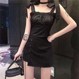 Plain Slim-fit Camisole Top / Slim-fit Skirt