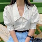 Balloon-sleeve Cropped Blouse As Shown In Figure - One Size