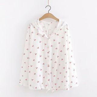 Hooded Cherry Print Shirt