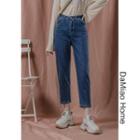 Stretched High-waist Crop Harem Jeans