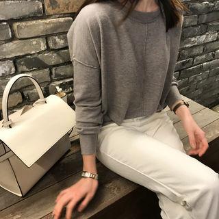Seam-detail Dip-back Knit Top