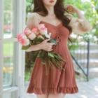 Elbow-sleeve Two Tone Swim Dress
