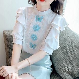 Beaded Ruffle Panel Blouse