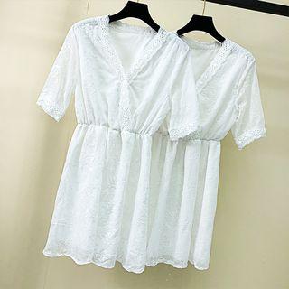 Embroidered Lace Mini Dress