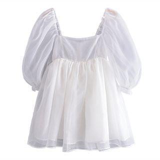 Short-sleeve Flowy Smock Top