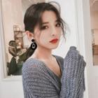 Fabric Hoop Alloy Square Dangle Earring 1 Pair - Silver - Gold - One Size