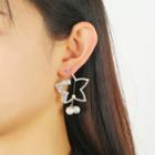 Rhinestone Flower Faux Pearl Dangle Earring 1 Pair - Gold - One Size